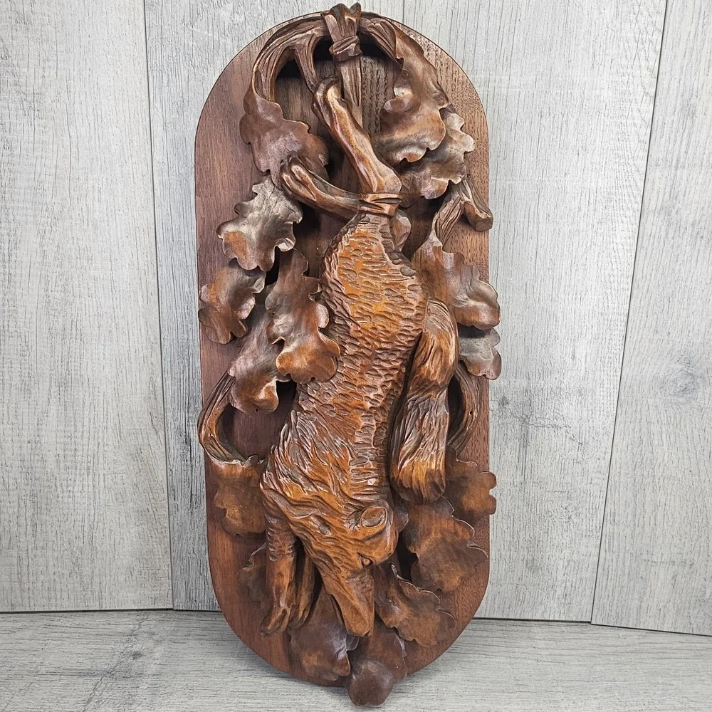 Wow Vtg Black Forest Wall Plaque Hunting Fox Trophy 21.5